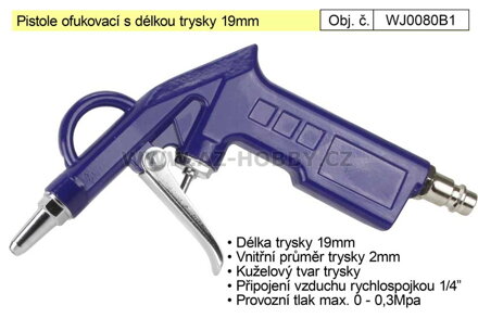 Pistole ofukovací vzduchová s délkou trysky 19 mm