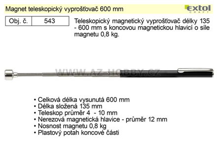 Magnet teleskopický vyprošťovač 600 mm Extol Craft