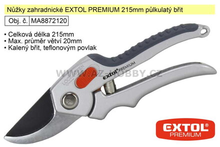 Nůžky zahradnické EXTOL PREMIUM 215mm půlkulatý břit