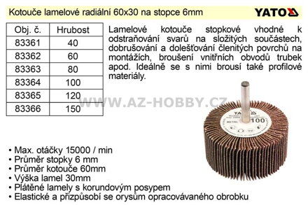 Kotouč lamelový radiální na stopce 60x30 P-120