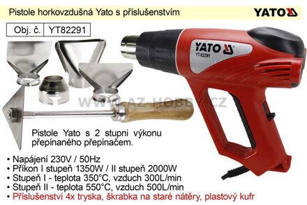 Pistole horkovzdušná Yato YT82291 v kufru