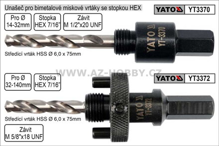 Unášeč pro bimetalové vrtáky 32-140mm s upíníním Hex 5/8"