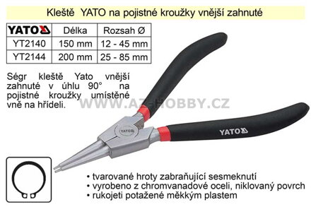 Kleště  YATO na pojistné kroužky 200 mm vnější přímé