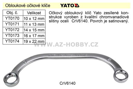 Očkový klíč   Yato  obloukový 11x13mm CrV