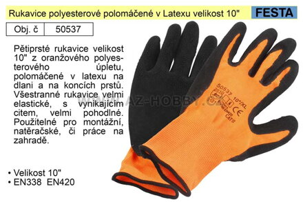 Rukavice polyesterové polomáčené v Latexu velikost 10"