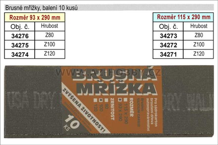 Brusné mřížky  93x290mm  hrubost  80 balení 10 kusů