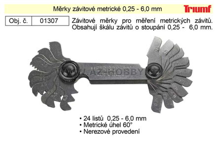 Měrky závitové 0,25 - 6,0 mm 100-01307