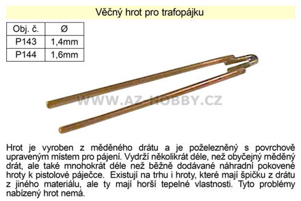 Věčný hrot pro trafopájku,  průměr 1,4mm