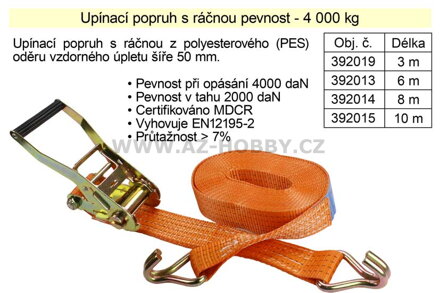 Popruh upínací s ráčnou 4 T/  3 m / 50 mm