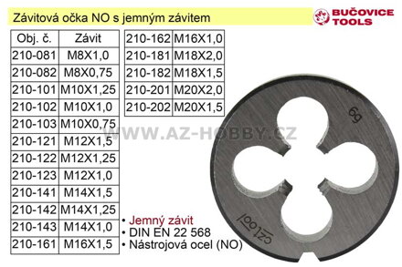 Závitové očko M12x1,25 NO jemný závit