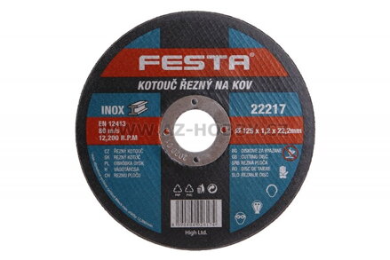 Kotouč řezný FE 125x1,2x22mm  FESTA