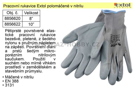 Pracovní rukavice Extol polomáčené v nitrilu vel. 10"