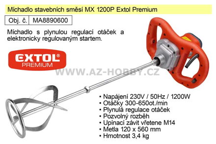 Elektrické míchadlo stavebních směsí MX 1200 P Extol Premium