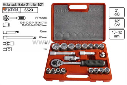 Gola sada Extol 21 dílů 1/2"