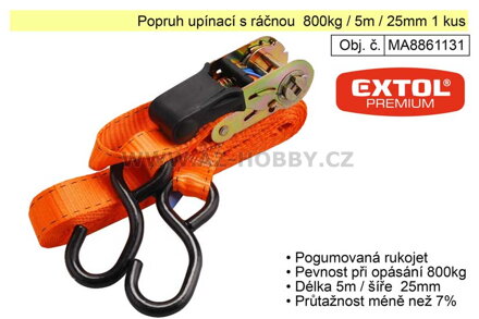 Popruh upínací s ráčnou  800kg / 5m / 25mm 1 kus