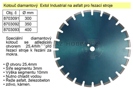 Kotouč diamantový řezný segmentový na ASFALT, 350mm