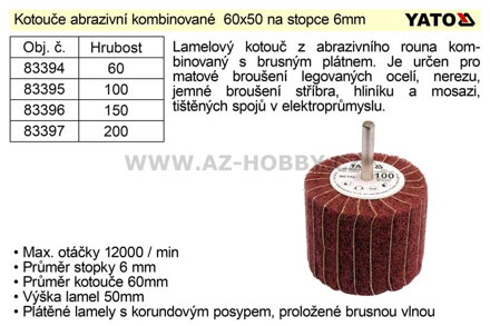 Brusný kotouč stopkový abrazivní kombinovaný 60x50 P-200