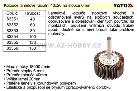 Kotouč lamelový radiální na stopce 40x20 P-150