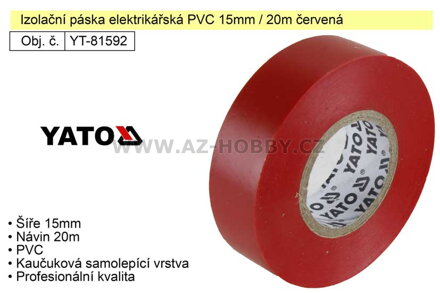 Izolační páska elektrikářská PVC 15mm / 20m červená