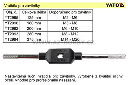 Vratidlo pro závitníky M3-M12  délka 200mm