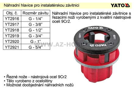 Náhradní hlavice  3/4" pro instalatérskou závitnici