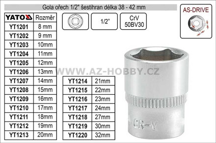 Gola ořech šestihran 1/2"  32mm