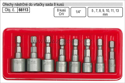 Klíče nástrčné do vrtačky 5-13mm sada 8 kusů