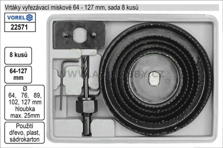 Vrtáky   vyřezávací miskové sada 8 dílů 64-127mm