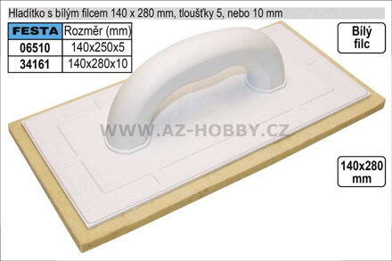 Hladítko filcové bílý filc  5mm rozměr 280x140mm