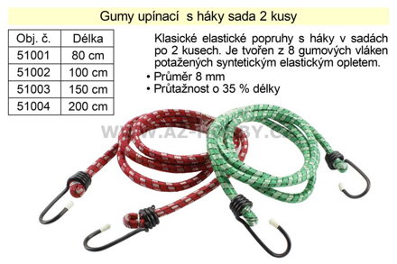 Gumy upínací 100 cm, 8 mm, sada 2 kusy