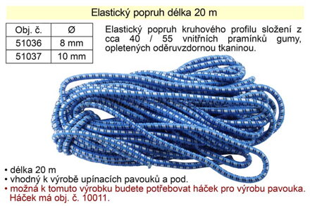 Gumový elastický popruh 20 m x 10 mm