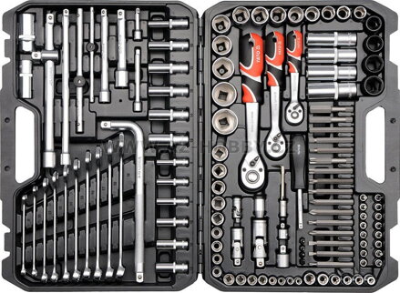 Gola sada 1/2", 3/8", 1/4" + příslušenství 128 dílů