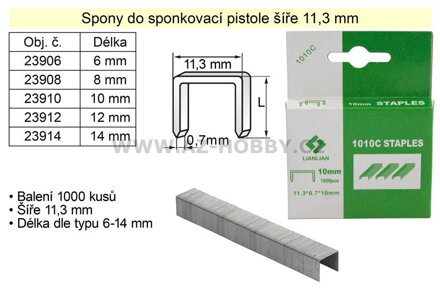 Spony do sponkovačky šíře 11,3 mm hranaté délka 14 mm balení 1000 kusů