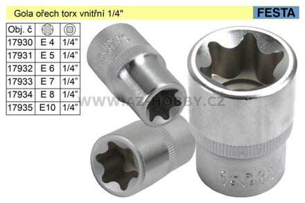 Gola ořech torx _ vnitřní E8 / 1/4"