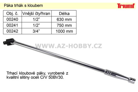 Páka trhák s kloubem 1/2" délka 750mm 100-00241