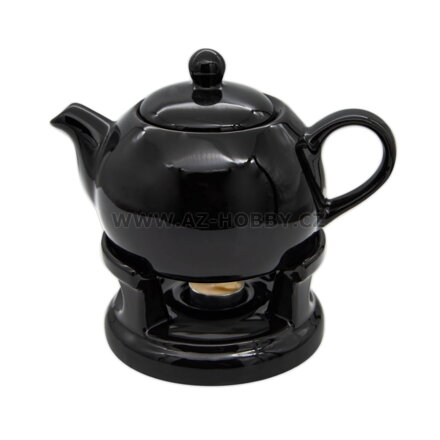 Konvice porcelán 1000ml s ohřívačem  BLACK